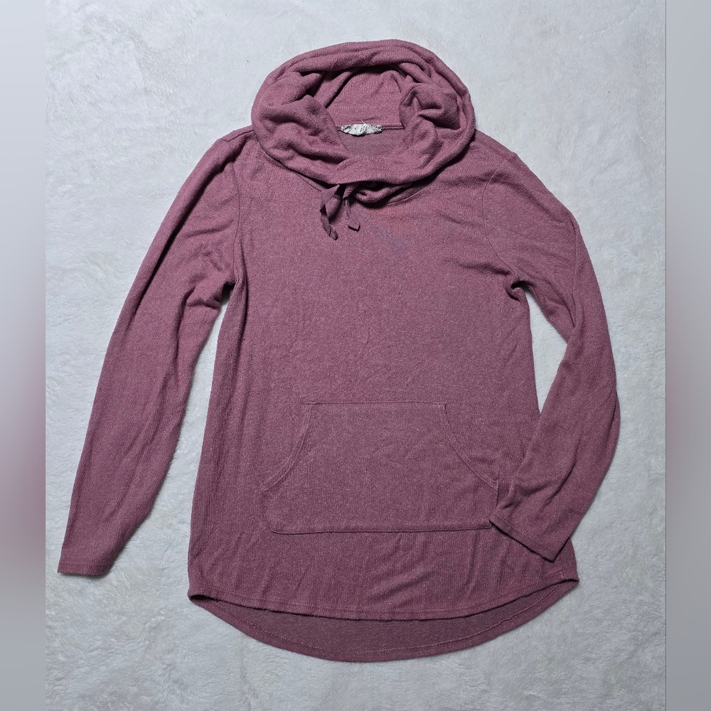 Moondance Top Size Medium M Sweather Gray Pullover Hoodie Drawstring Shirt